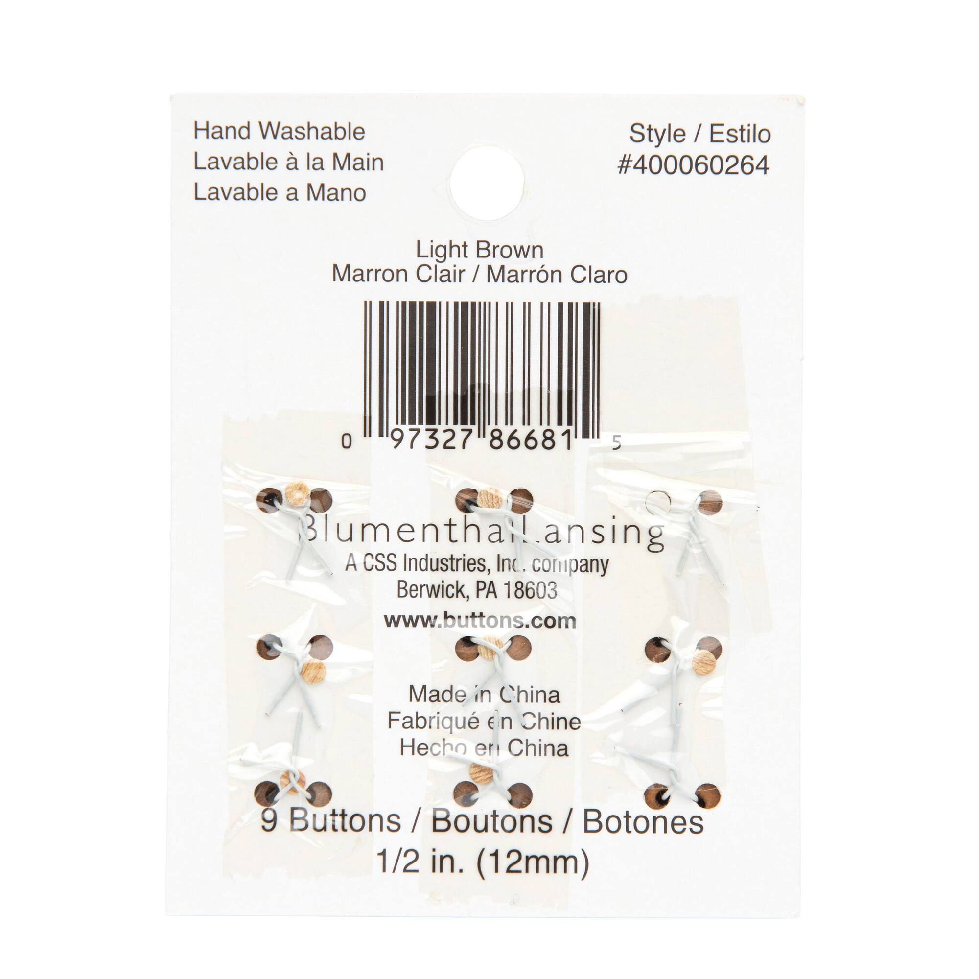 Organic Elements 1/2" Brown Wood Buttons, 9ct.